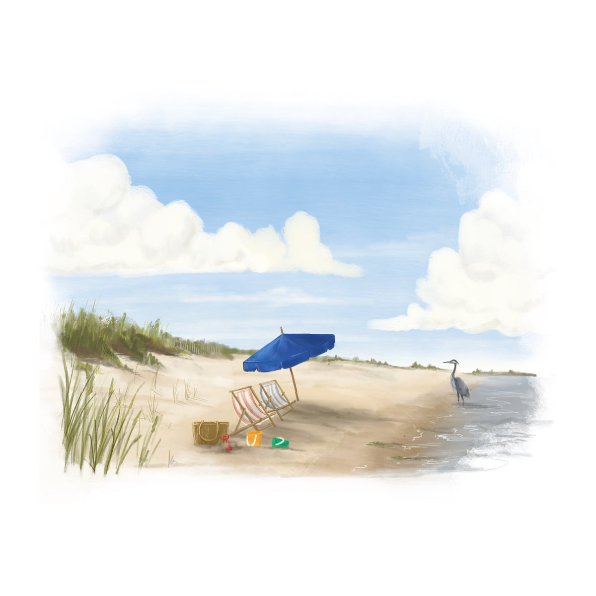 Beach Day on Assateague Island illustration, Eastern Shore Co. Hand poured candles in very small batches, gardenia, dune grass, sea breeze, salty air, Scented candle, coconut soy wax, coastal candle, candle gift, coastal gift, eastern shore, Chesapeake Bay, luxury candle, hand-poured, Maryland, Virginia, Beach day, beach candle, coastal candle, Assateague Island, Chincoteague Island, Barrier Islands